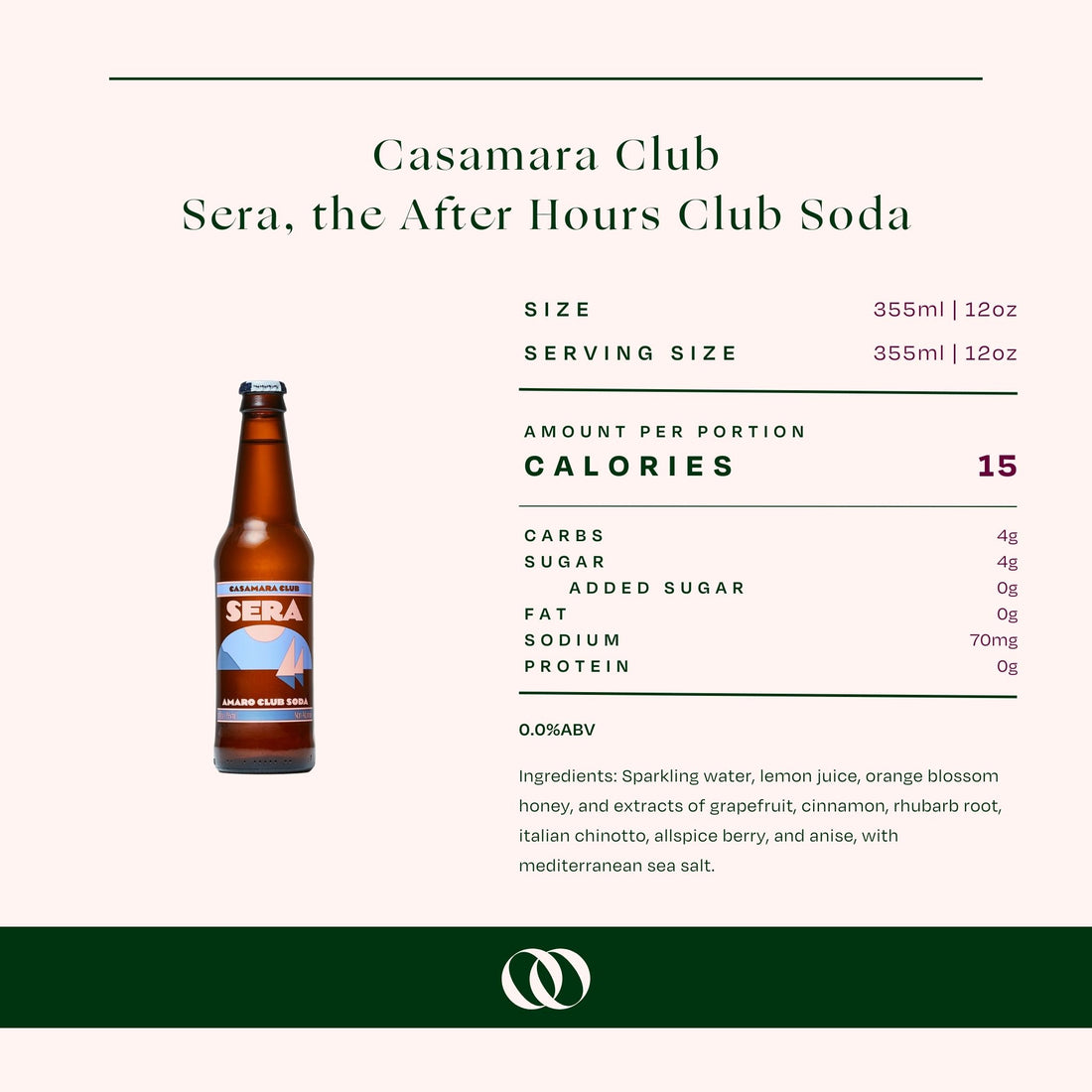 Casamara Club - Sera, the After Hours Club Soda, 4 pack - Btl - Boisson — Brooklyn's Non-Alcoholic Spirits, Beer, Wine, and Home Bar Shop in Cobble Hill