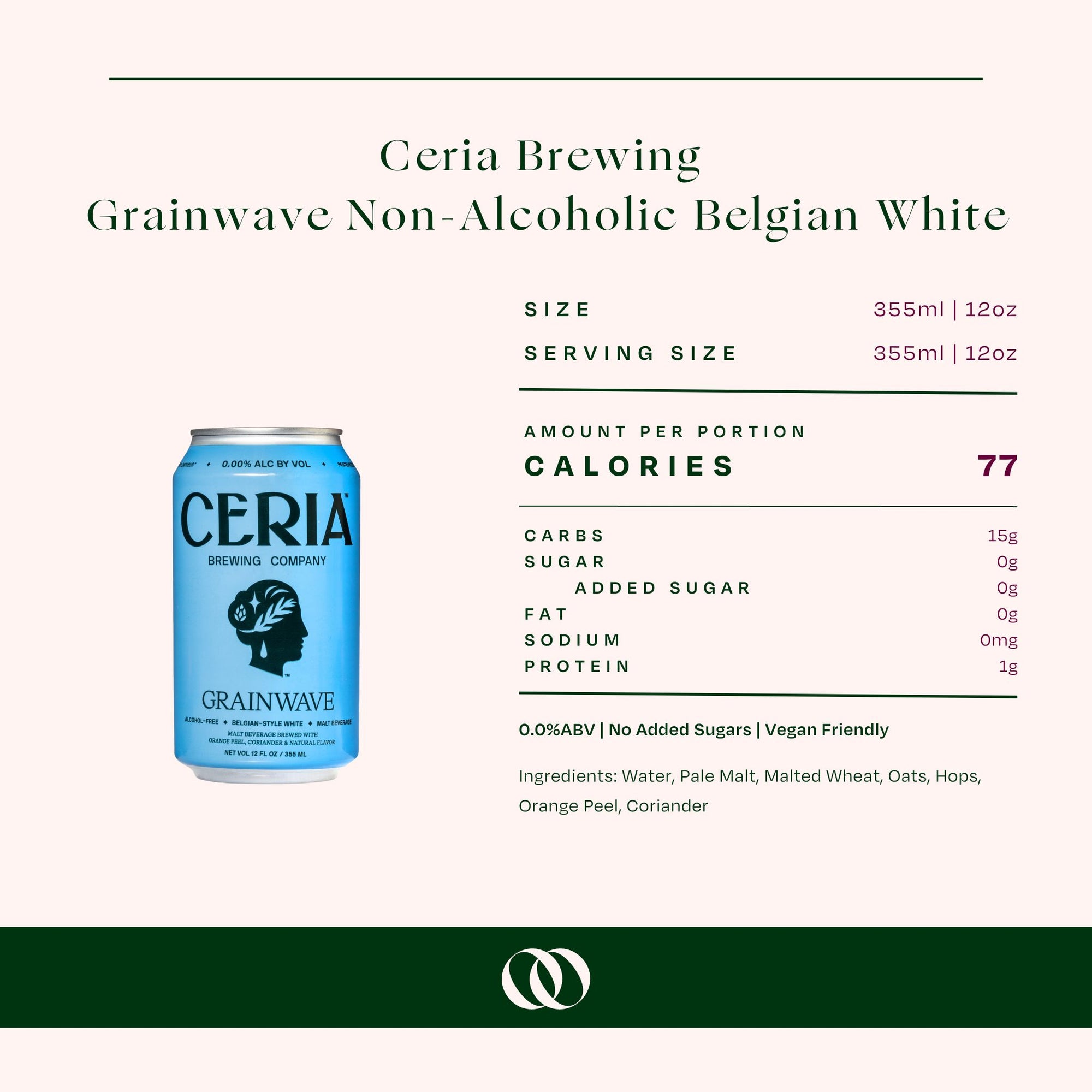 Ceria Brewing Grainwave Alcohol-Free Belgian White 6-pack - Boisson — Brooklyn&#39;s Non-Alcoholic Spirits, Beer, Wine, and Home Bar Shop in Cobble Hill