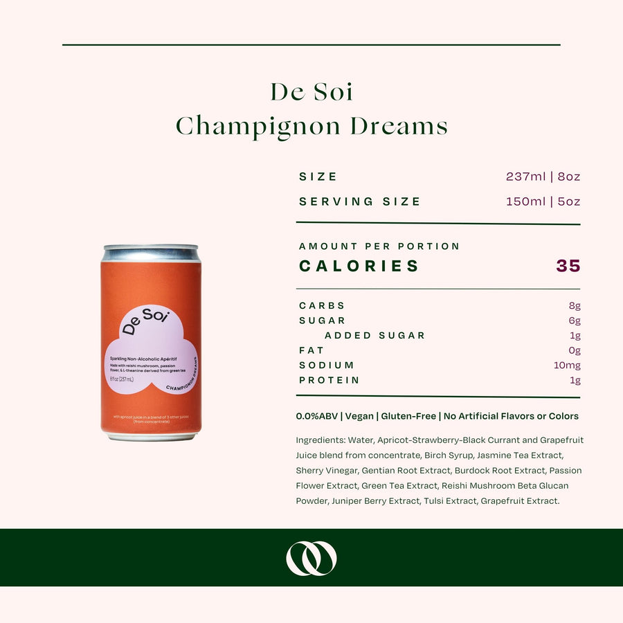 De Soi - Champignon Dreams Non-Alcoholic Apéritif - Single Can - Boisson — Brooklyn's Non-Alcoholic Spirits, Beer, Wine, and Home Bar Shop in Cobble Hill