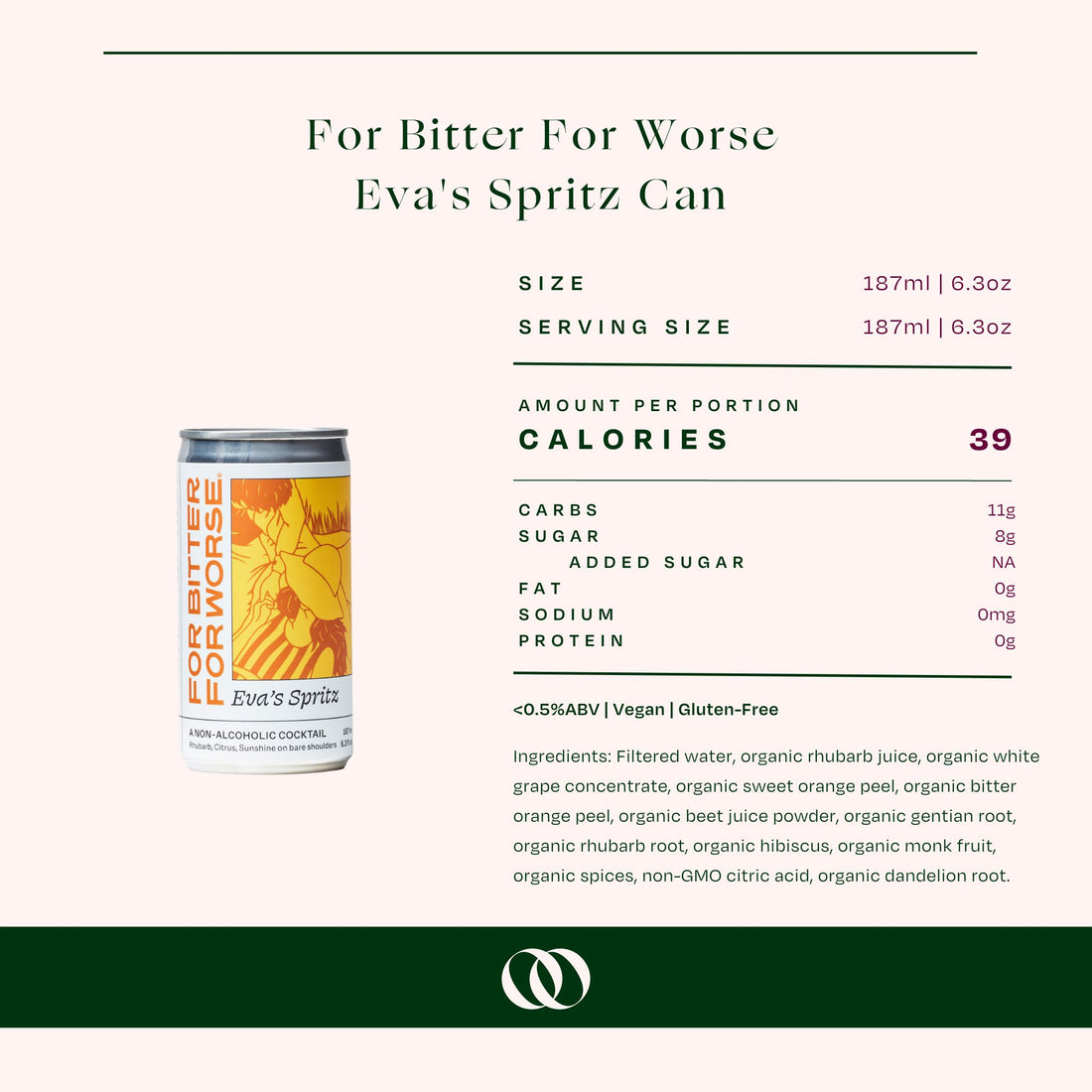 For Bitter For Worse - Eva's Non-Alcoholic Spritz Can - Single Can - Boisson — Brooklyn's Non-Alcoholic Spirits, Beer, Wine, and Home Bar Shop in Cobble Hill