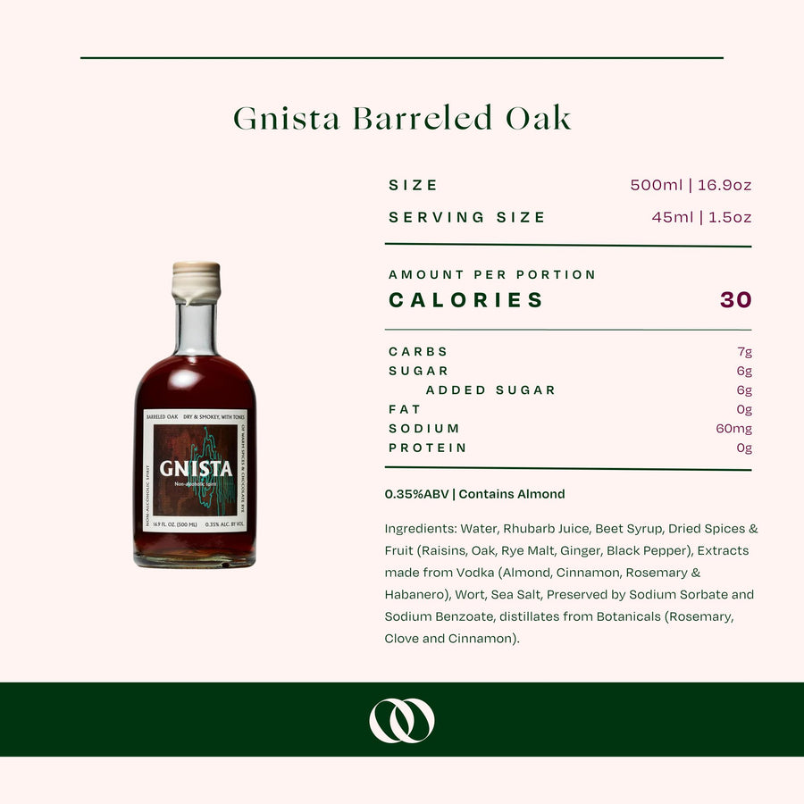 Gnista - Barreled Oak - Non-Alcoholic Spirit - Boisson — Brooklyn's Non-Alcoholic Spirits, Beer, Wine, and Home Bar Shop in Cobble Hill
