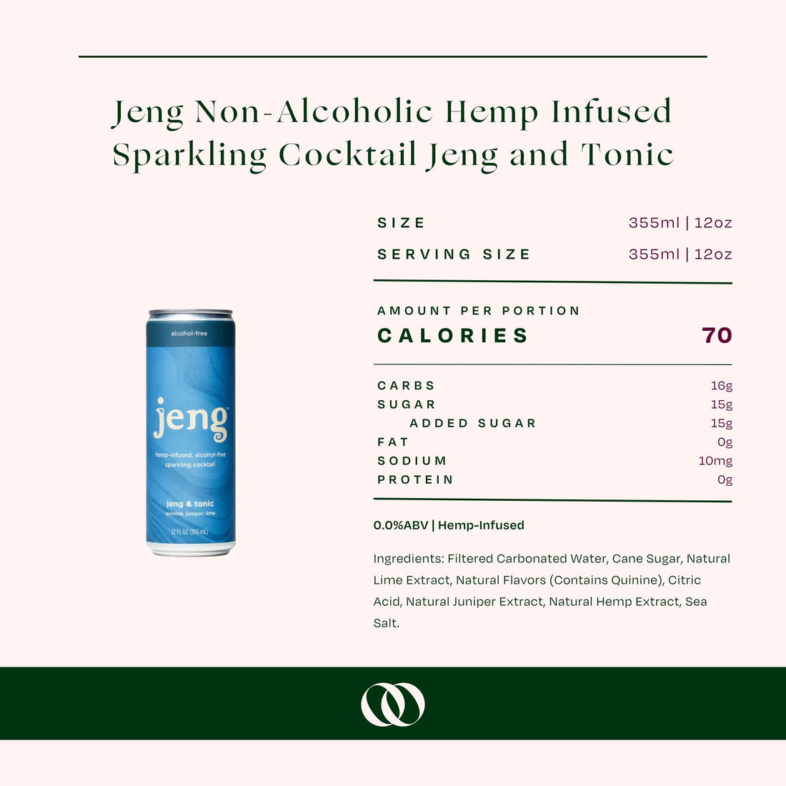 Jeng - Non-Alcoholic Hemp Infused Sparkling Cocktail - Jeng & Tonic (4 Pack) - Boisson — Brooklyn's Non-Alcoholic Spirits, Beer, Wine, and Home Bar Shop in Cobble Hill