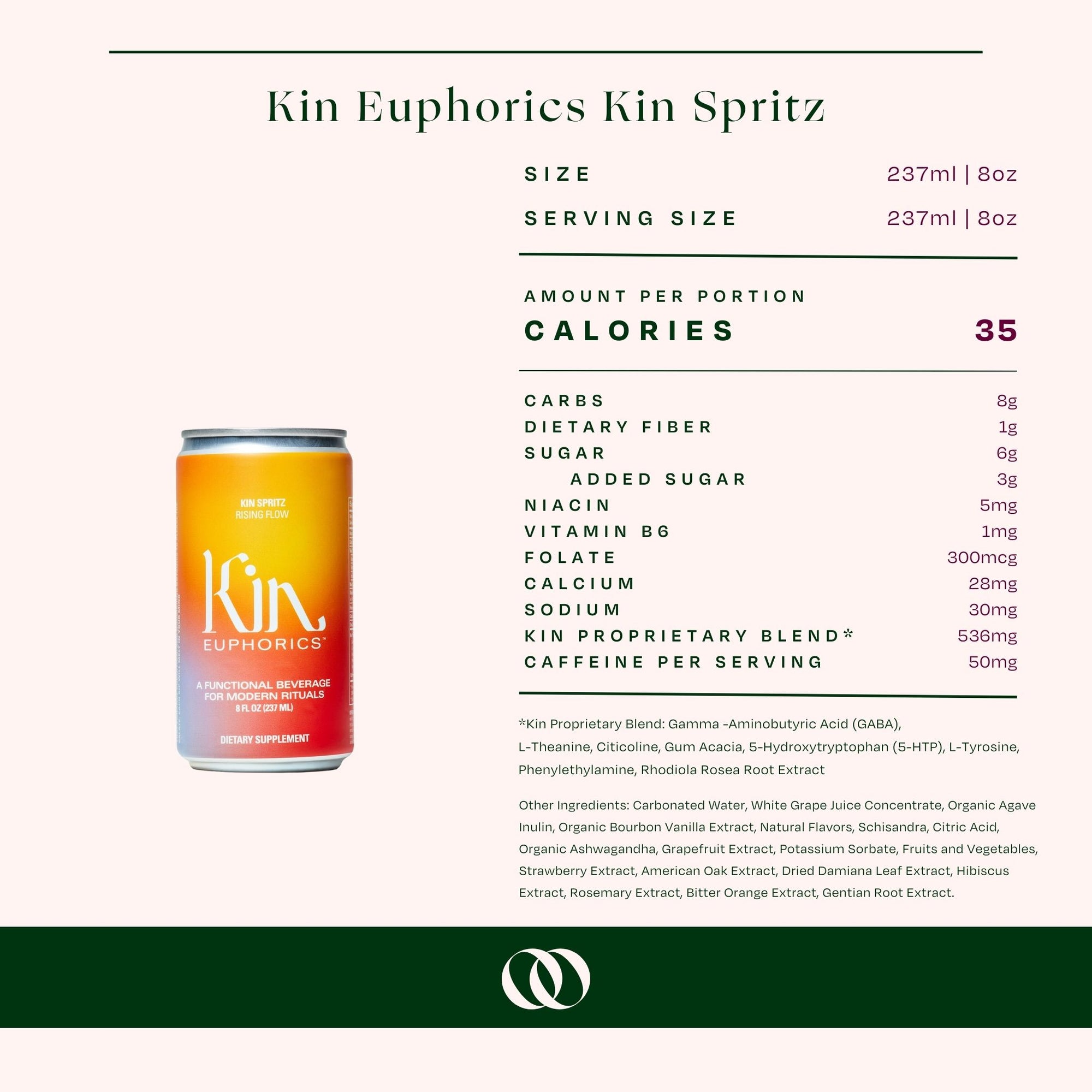 Kin Euphorics - Kin Spritz Single Can - Boisson — Brooklyn&#39;s Non-Alcoholic Spirits, Beer, Wine, and Home Bar Shop in Cobble Hill