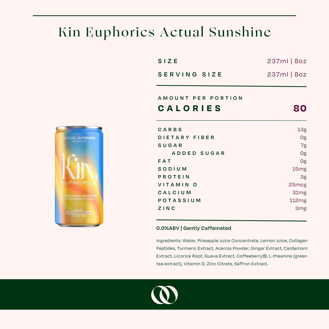 Kin Euphorics - Actual Sunshine Ready To Drink - Single Can - Boisson — Brooklyn's Non-Alcoholic Spirits, Beer, Wine, and Home Bar Shop in Cobble Hill