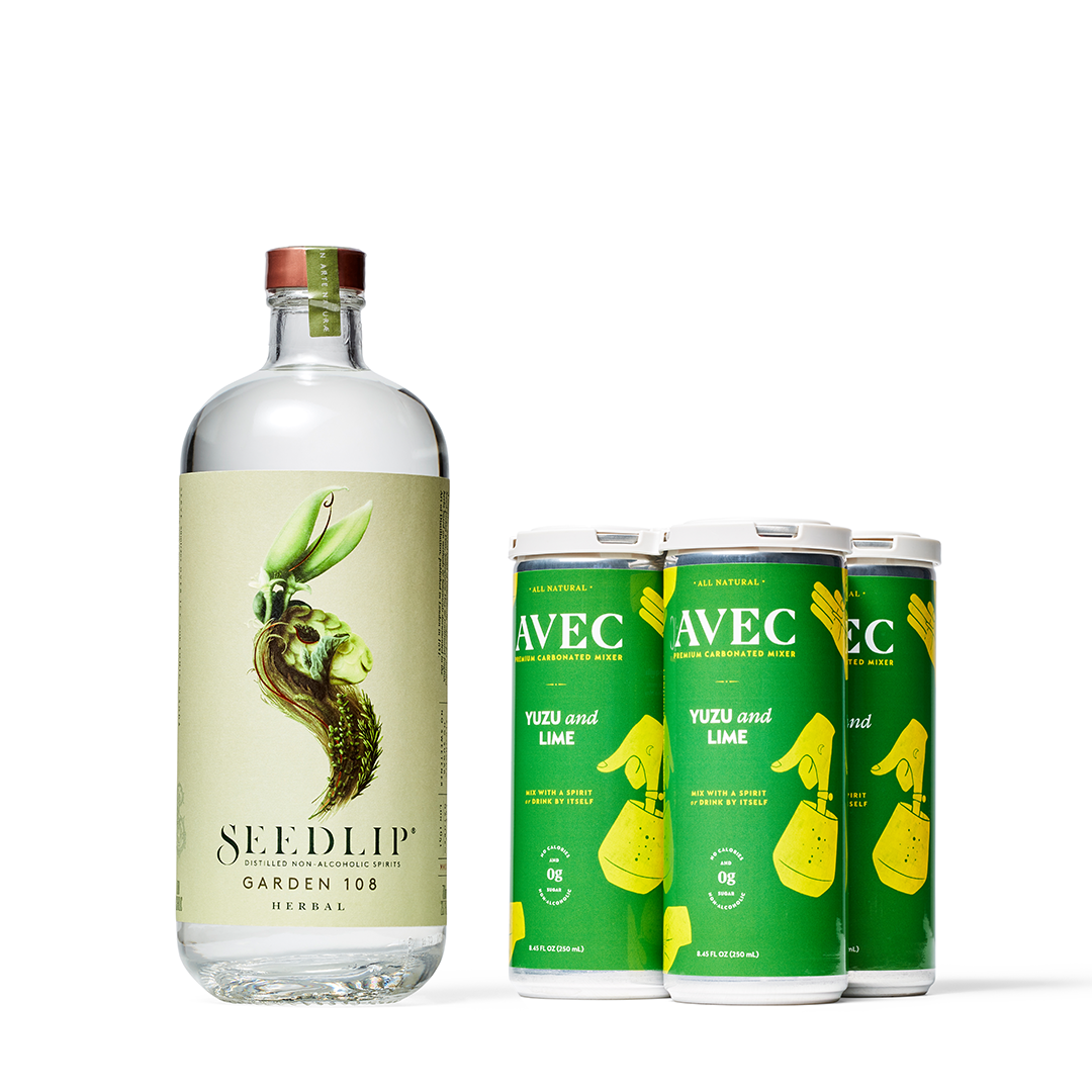 Seedlip 108 Non-Alcoholic 700ml + Avec Yuzu & Lime 4-pack Bundle - Boisson — Brooklyn's Non-Alcoholic Spirits, Beer, Wine, and Home Bar Shop in Cobble Hill