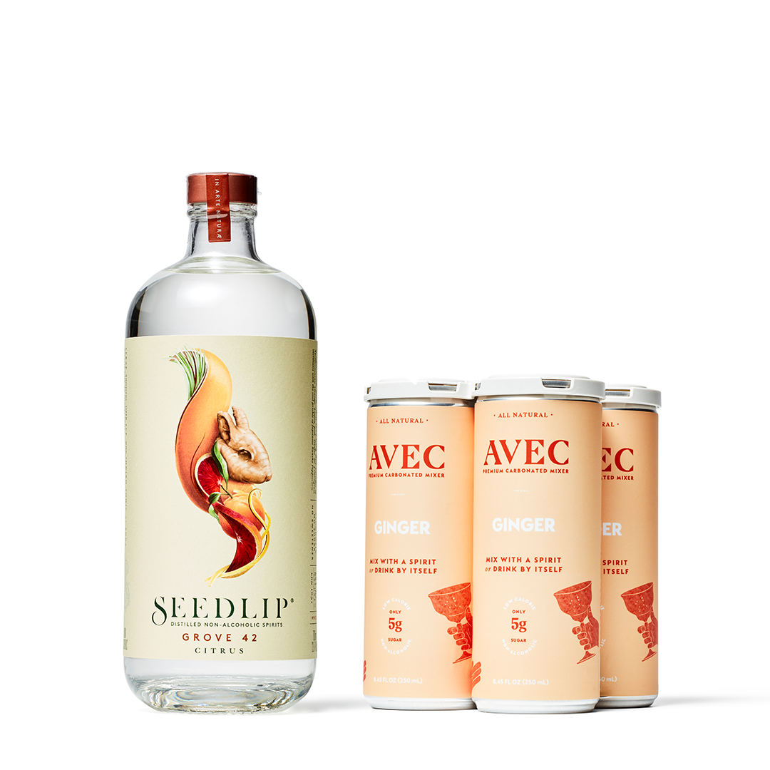 Seedlip Grove 42 Non-Alcoholic 700ml + Avec Ginger 4-pack Bundle - Boisson — Brooklyn's Non-Alcoholic Spirits, Beer, Wine, and Home Bar Shop in Cobble Hill