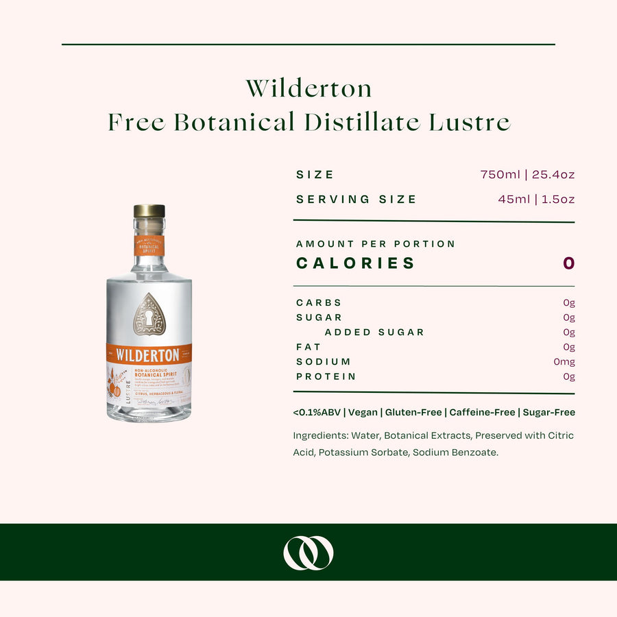 Wilderton Free Non-Alcoholic Botanical Distillate - Lustre - Boisson — Brooklyn's Non-Alcoholic Spirits, Beer, Wine, and Home Bar Shop in Cobble Hill