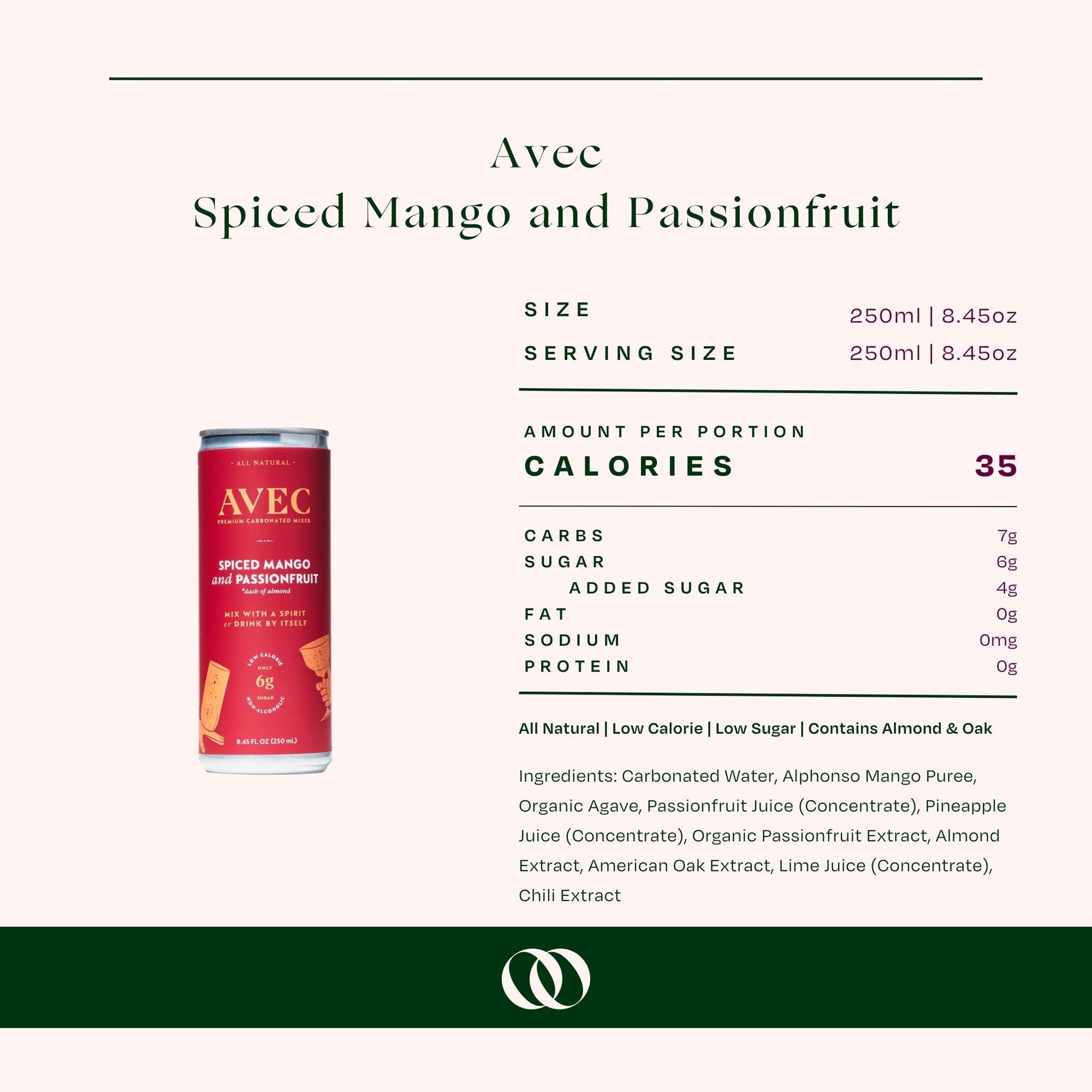 AVEC Spiced Mango &amp; Passionfruit Non-Alcoholic Sparkling Beverage (4 pack) - Boisson