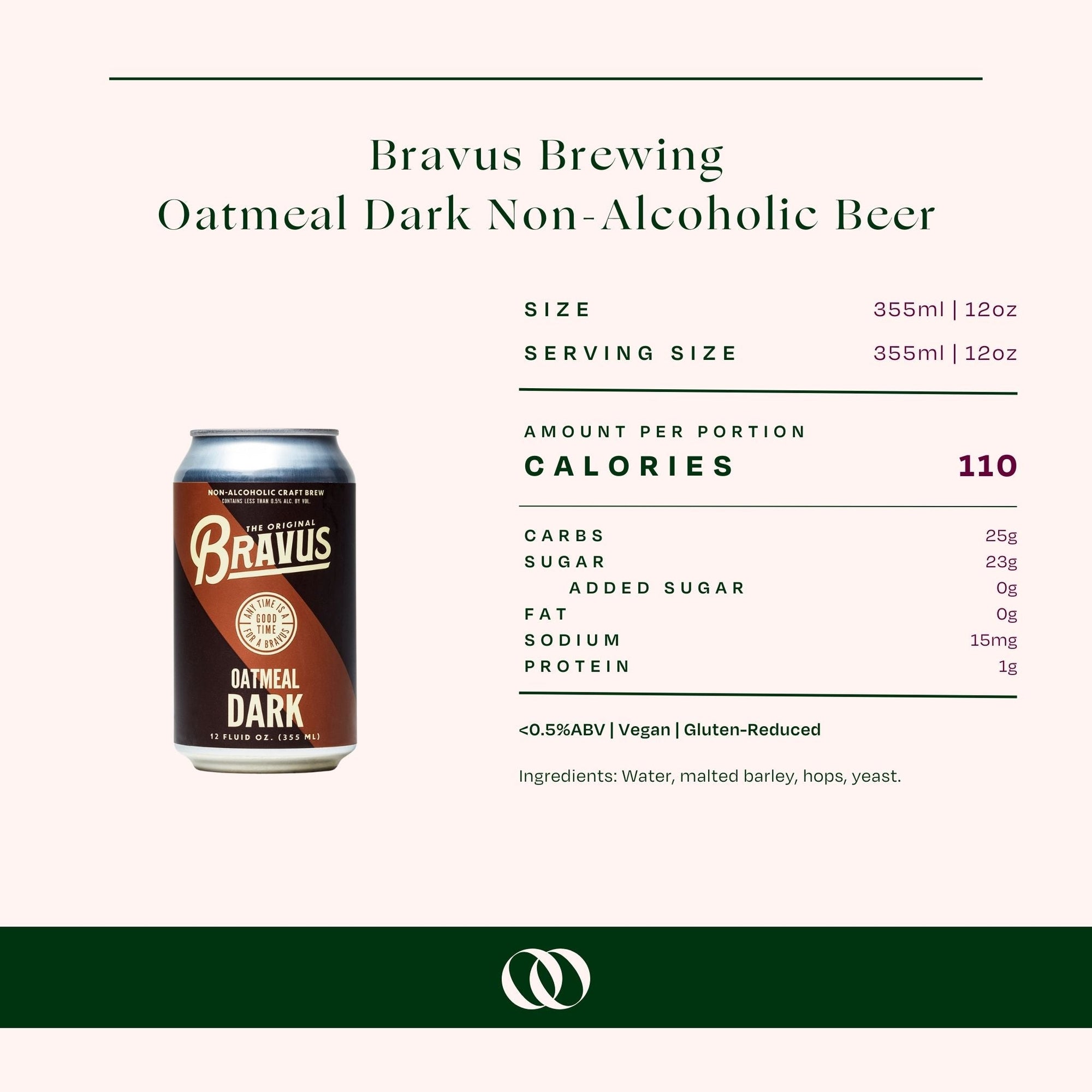 Bravus Brewing - Oatmeal Dark Non-Alcoholic Beer 6-pack - Boisson