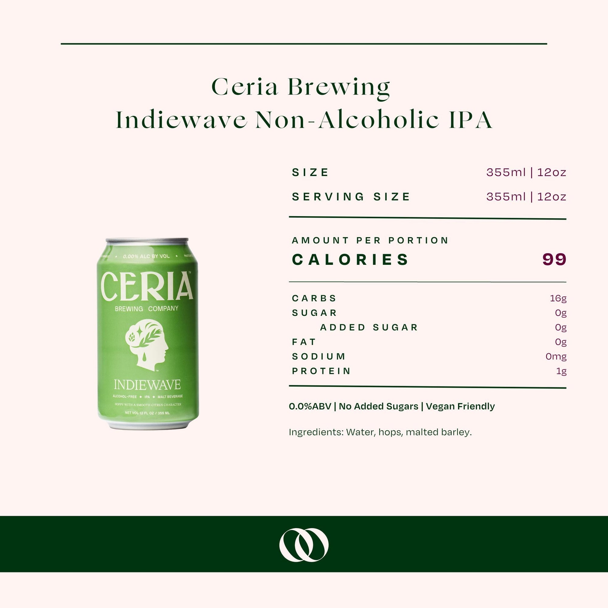 Ceria Brewing Indiewave Alcohol-Free IPA 6-pack - Boisson