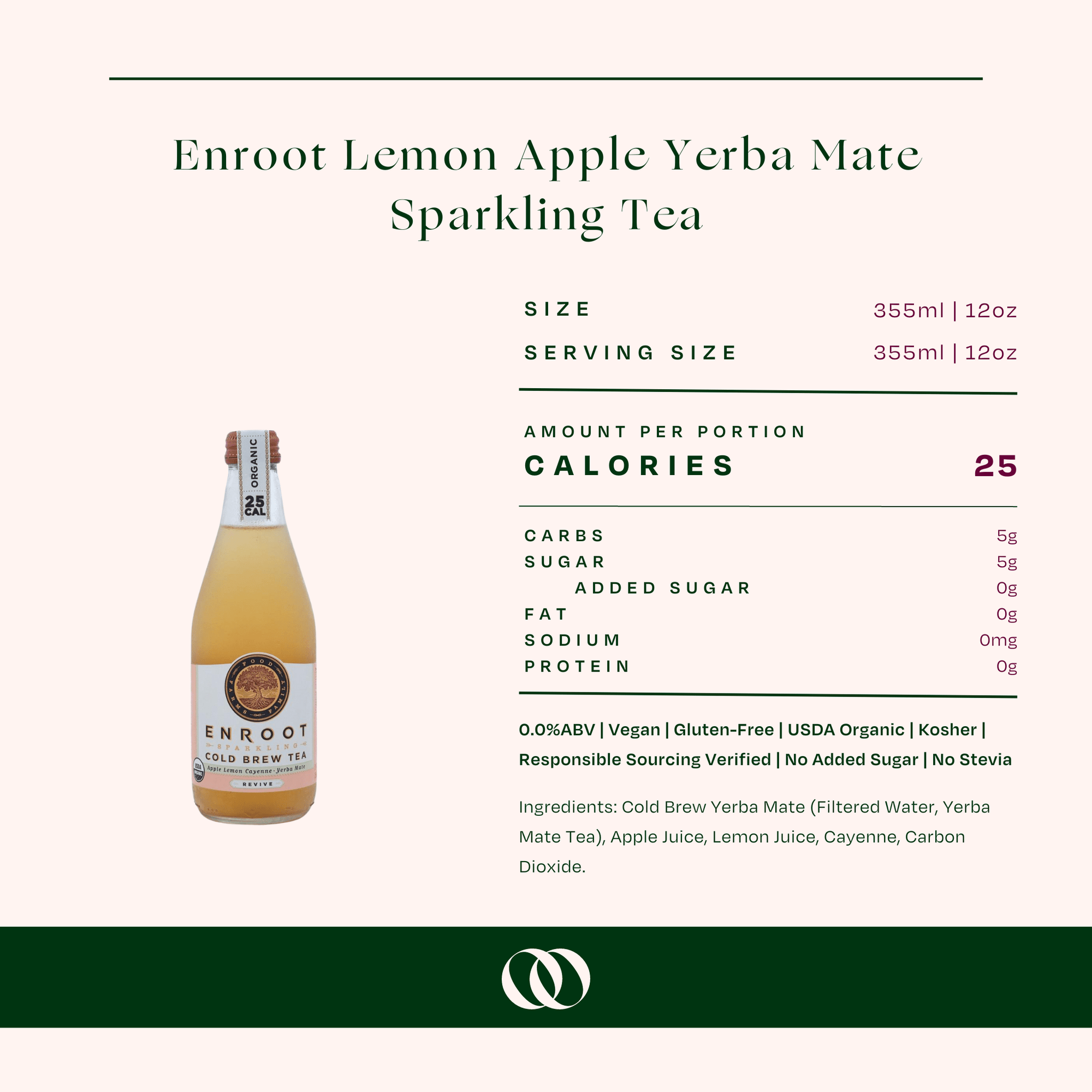 Enroot Lemon Apple Yerba Mate Sparkling Tea - Boisson