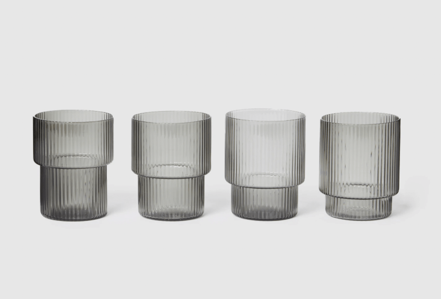 ferm LIVING Ripple Glass (set of 4) in Smoked Grey - Boisson