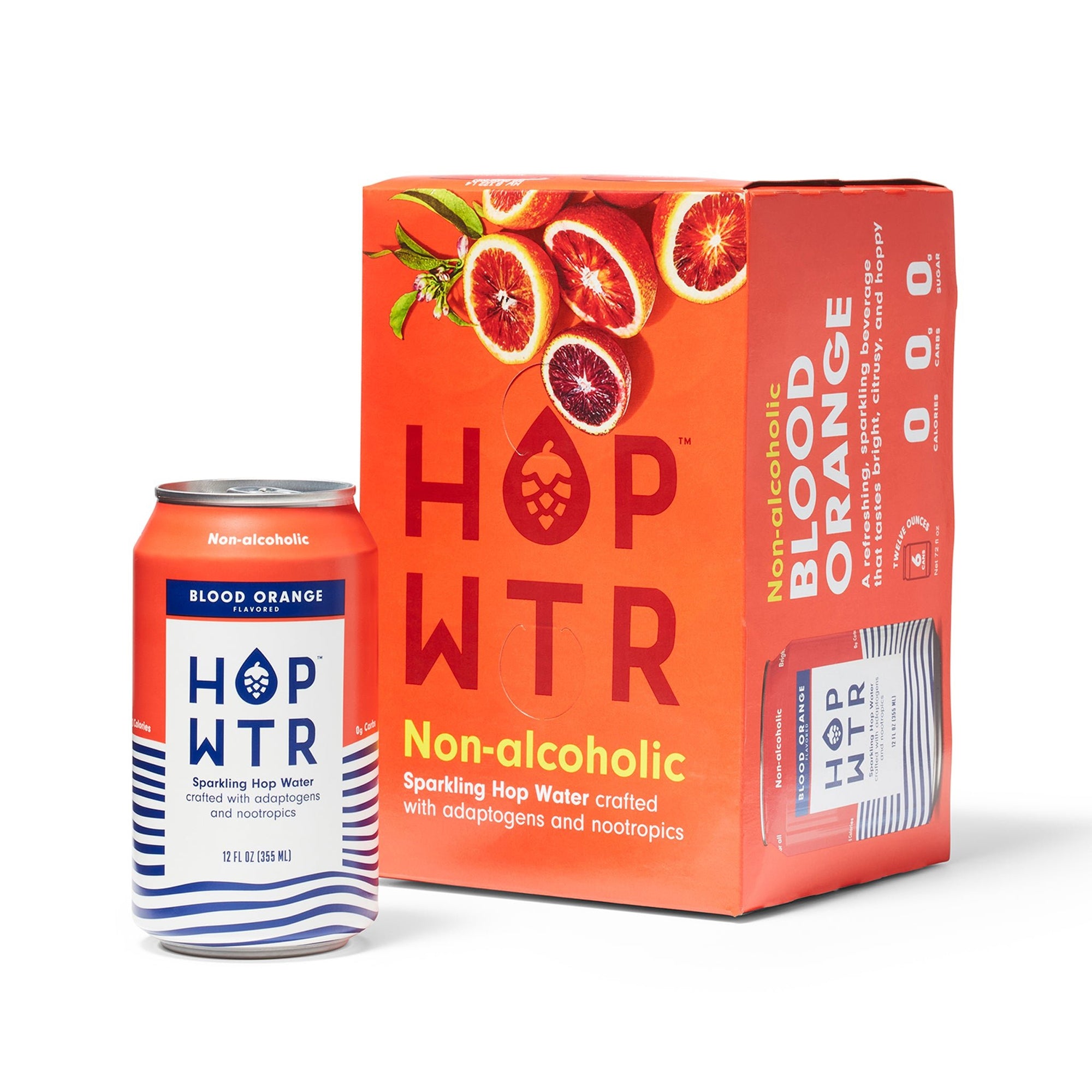 HOP WTR - Blood Orange - Non-Alcoholic Sparkling Hop Water - 6 Pack - Boisson