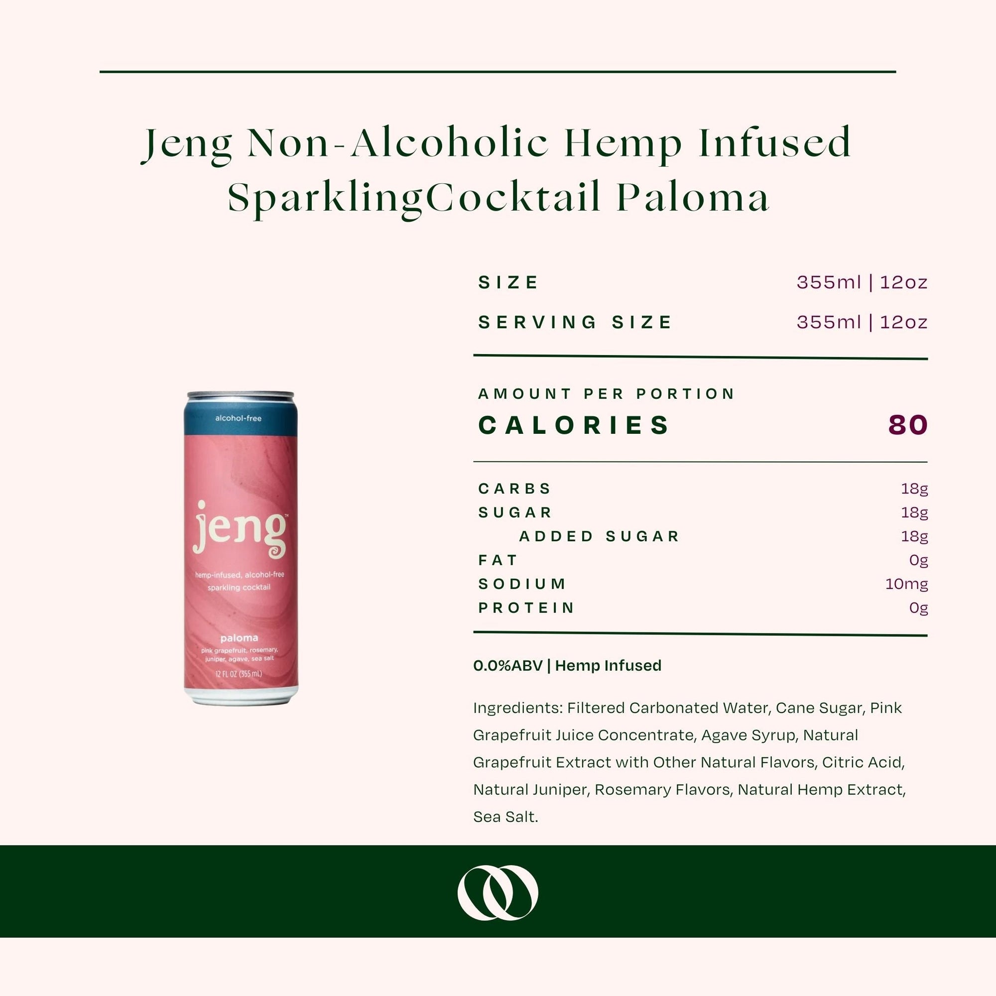 Jeng - Non-Alcoholic Hemp Infused Sparkling Cocktail - Paloma (4 Pack) - Boisson