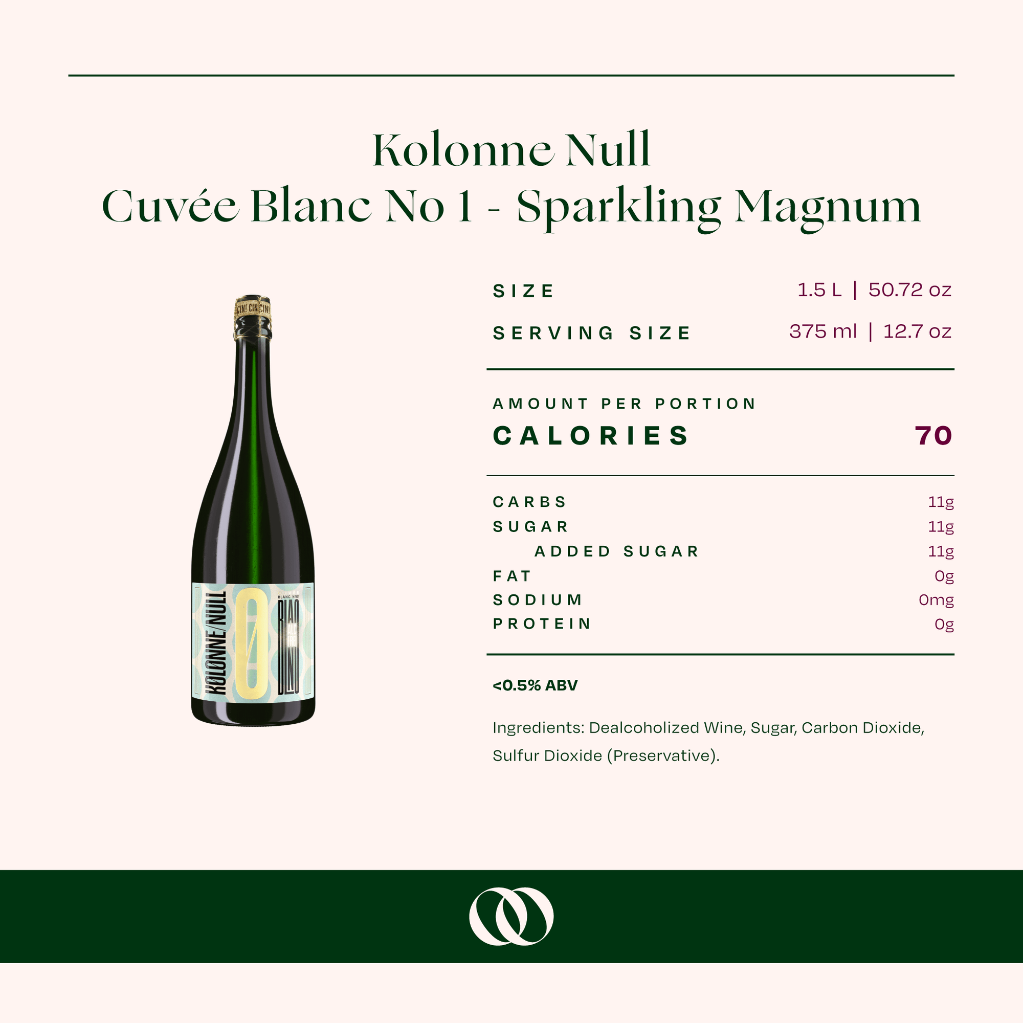 Kolonne Null Cuvée Sparkling Blanc Magnum 1.5L Non-Alcoholic Wine - Boisson