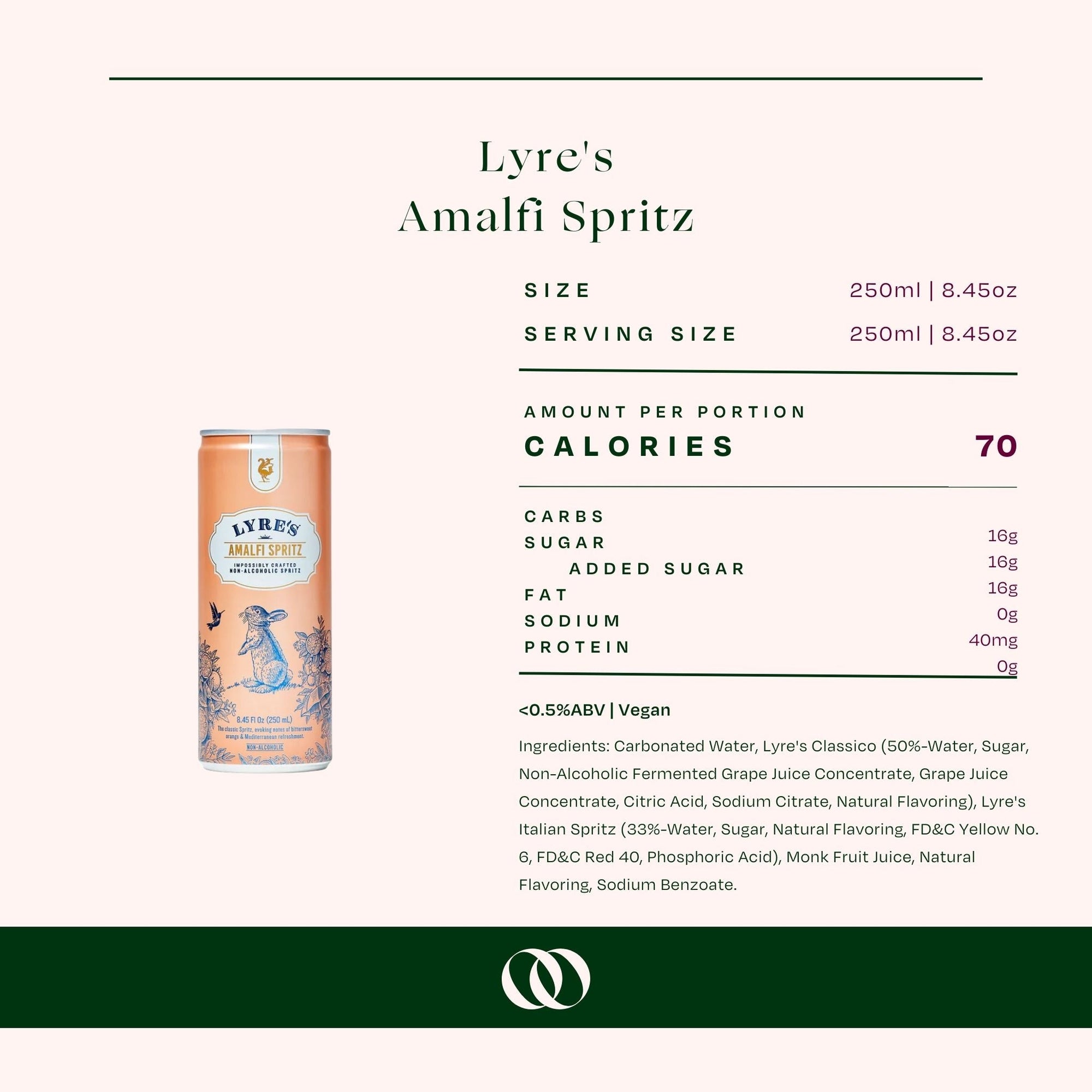 Lyre&#39;s Amalfi Spritz Non-Alcoholic Ready-to-Drink (4 pack) - Boisson