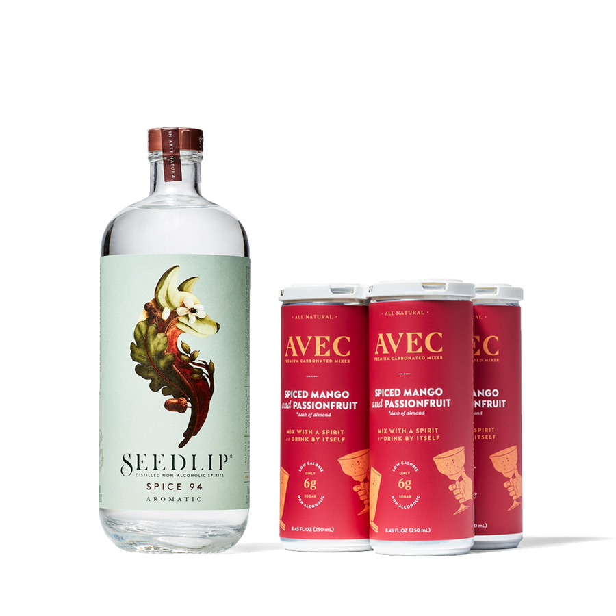 Seedlip Spice 94 + Avec Spiced Mango & Passionfruit Bundle - Boisson — Brooklyn's Non-Alcoholic Spirits, Beer, Wine, and Home Bar Shop in Cobble Hill